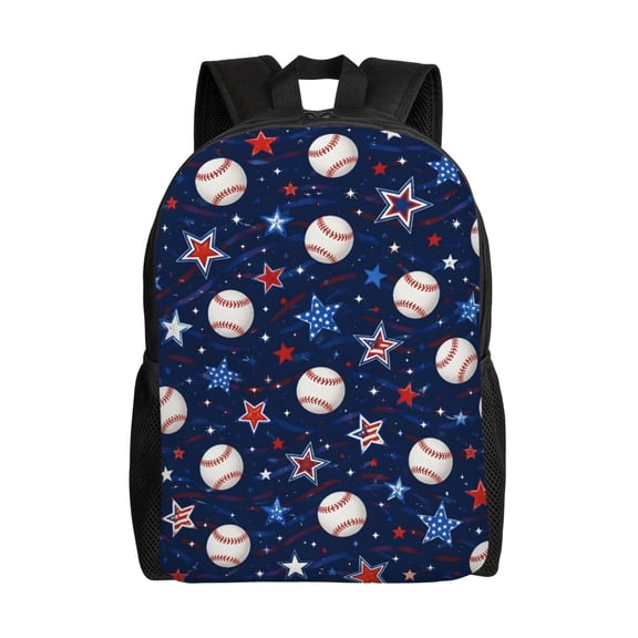 Patriotic Stars Baseball Backpack Full Front Print Travel Laptop Bag for Men and Women