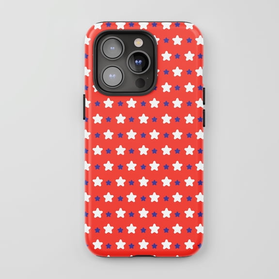 Patriotic Stars For All iPhone Series Protective Phone Case USA Flag Style Red White Blue