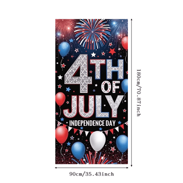 Patriotic Stars Independence Day Fireworks Banner Colorful Balloons 4th July Celebration for Holiday Decor Party Event Festivities