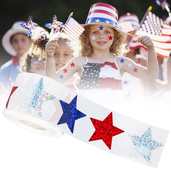 Patriotic Stars Stickers, Red Blue White Stars Stickers Shiny Glitter Adhesive Decorative Labels Stickers Cute Star Shape Incentive Stickers For Classroom Praise Decor DIY Craft Handicraft