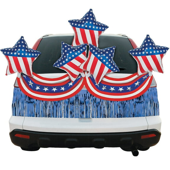 Patriotic Stars & Stripes Car Parade Decorating Kit, Party Decor, Fourth of July, 15 Pieces