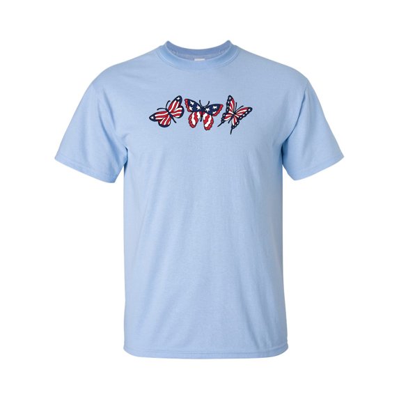 Patriotic Stars and Stripes American Flag USA Butterflies-Light Blue-xxl