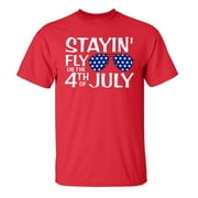 Patriotic Stayin Fly ON The 4TH of July Short Sleeve T-Shirt-Red-Small