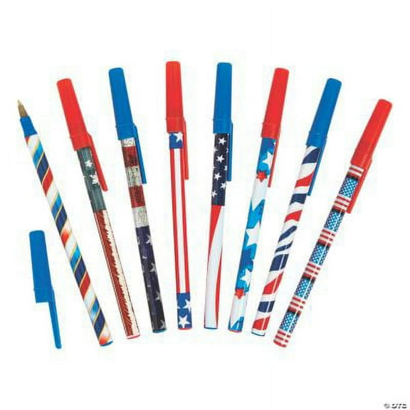 Patriotic Stick Pen Assortment - 72 Pc., Fourth of July, Stationery, 72 Pieces
