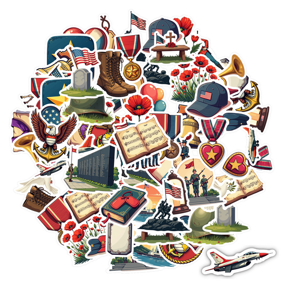 Patriotic Sticker Pack Military Stationery Stickers Badge Graffiti Decals for Notebooks Suitcase