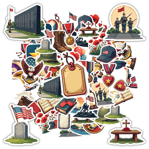 Patriotic Sticker Pack Military Stationery Stickers Badge Graffiti Decals for Notebooks Suitcase