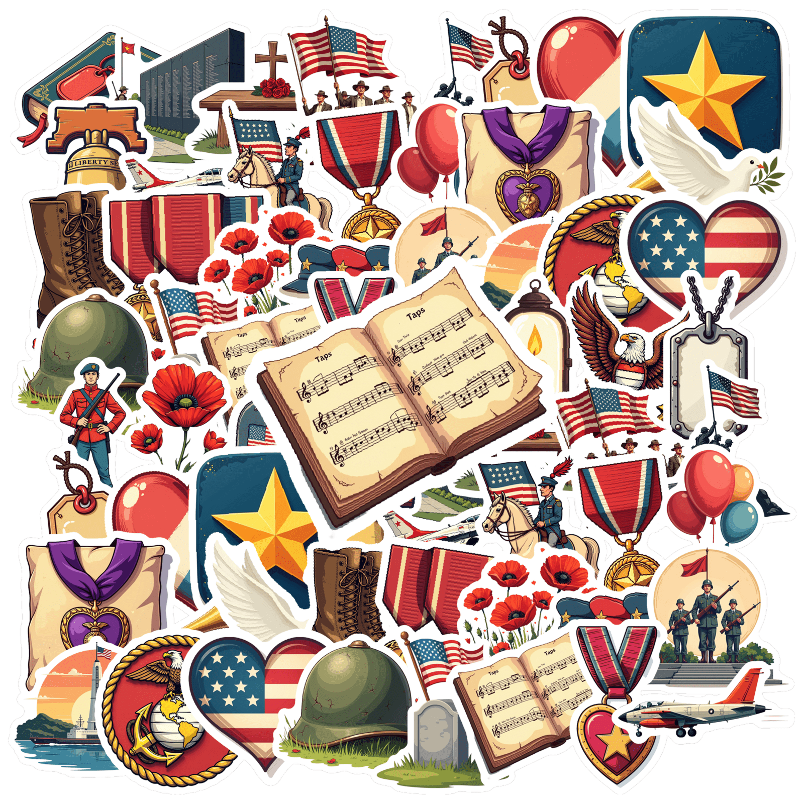 Patriotic Sticker Pack Military Stationery Stickers Badge Graffiti ...