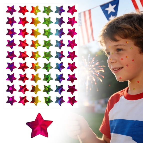 Patriotic Stickers,4th of July Stickers, Red White Blue Glitter Small Star Stickers, Patriotic Decals Label for 4th of July Independence Day Classroom DIY Crafts Party Decorations,1 Sheets(B)