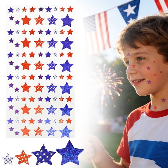 Patriotic Stickers,4th of July Stickers, Red White Blue Glitter Small Star Stickers, Patriotic Decals Label for 4th of July Independence Day Classroom DIY Crafts Party Decorations,1 Sheets(A)