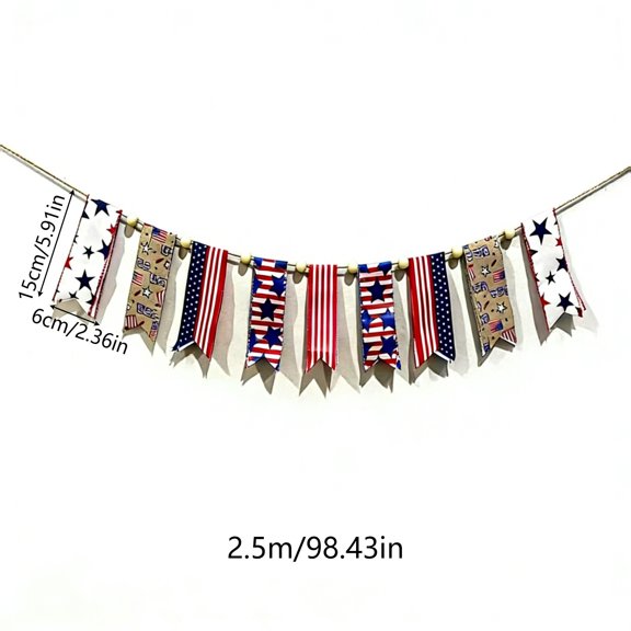 Patriotic Stripe Door Banner 8ft Nylon Outdoor Independence Day 4th of July Porch Wall Yard Decor YYUZH