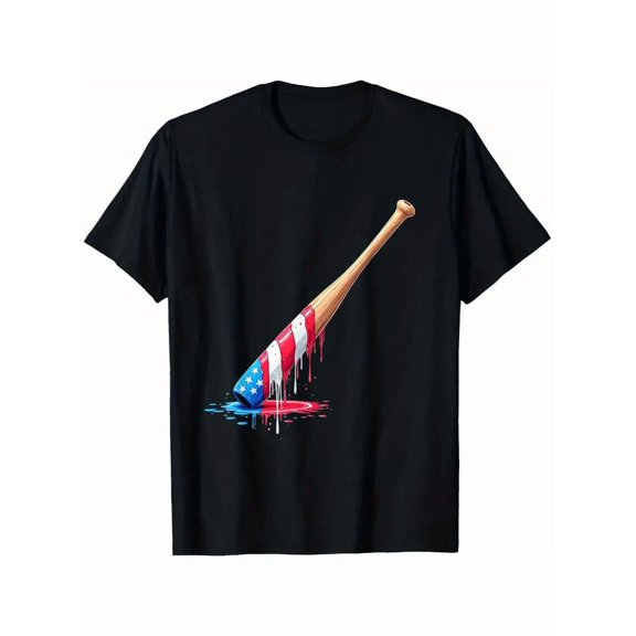 Patriotic Style Baseball Bat Sport Theme Cool Graphic Casual Wear Unisex T-Shirt, for men & women, up to size 5XL