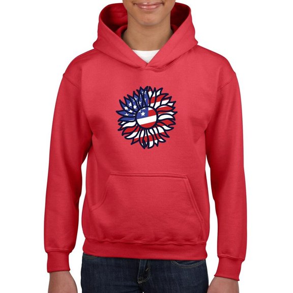 Patriotic Sunflower Bold Lineart Hoodie Juniors -Image by Shutterstock, x-Large