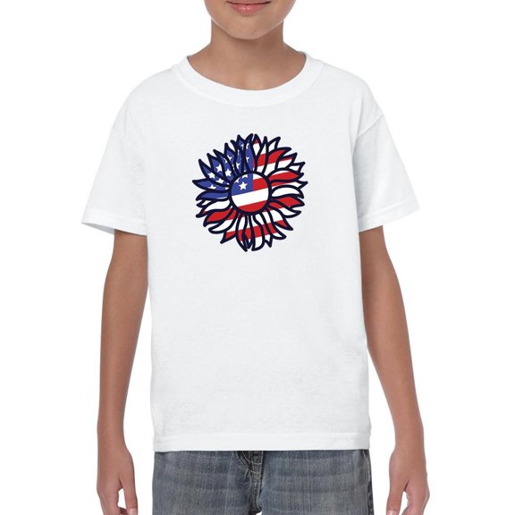 Patriotic Sunflower Bold Lineart T-Shirt Juniors -Image by Shutterstock, Small