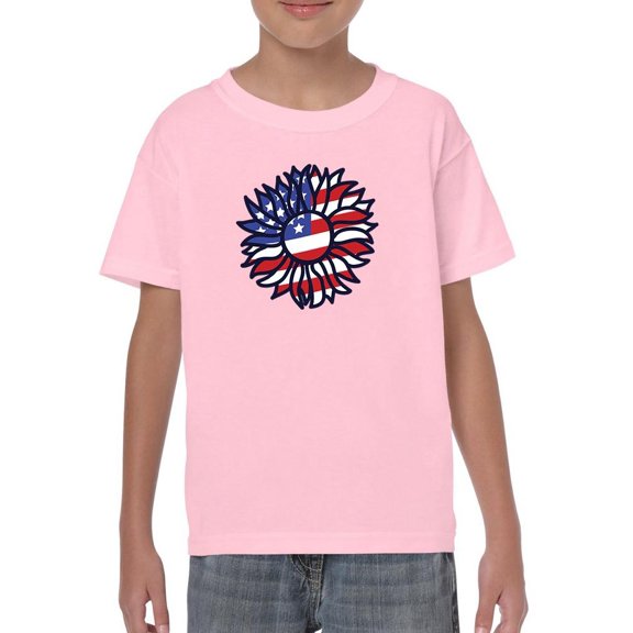 Patriotic Sunflower Bold Lineart T-Shirt Juniors -Image by Shutterstock, Small