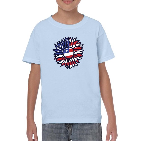 Patriotic Sunflower Bold Lineart T-Shirt Juniors -Image by Shutterstock,  x-Small