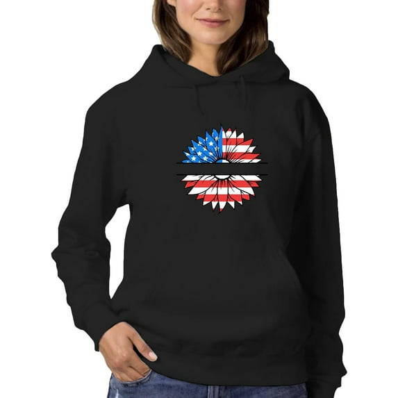 Patriotic Sunflower Usa Hoodie Women -Image by Shutterstock, Female XX-Large