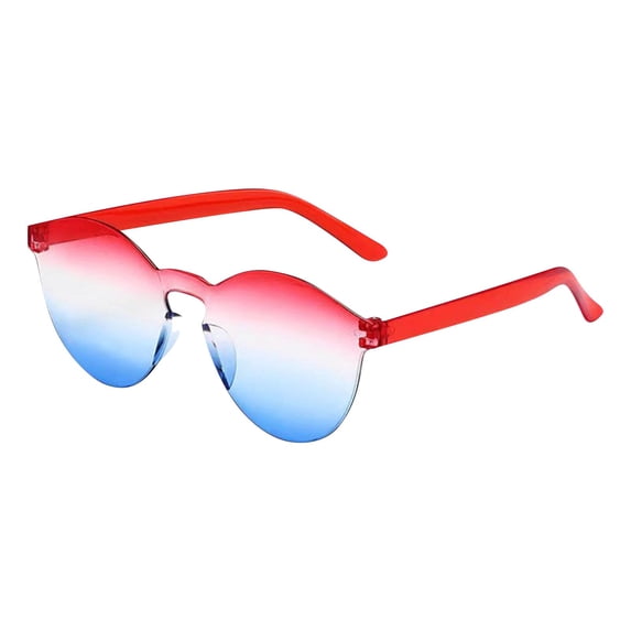 Patriotic Sunglasses, Red White Blue Star Heart Shaped Rimless Gradient Sunglasses, 4th of July Memorial Day Party Favors, Fun Novelty Sunglasses for Indoor Outdoor Patriotic Holiday Party Supplies