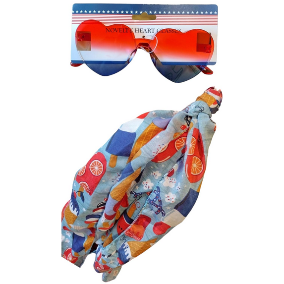 Patriotic Sunglasses and Fashion Scarf Set