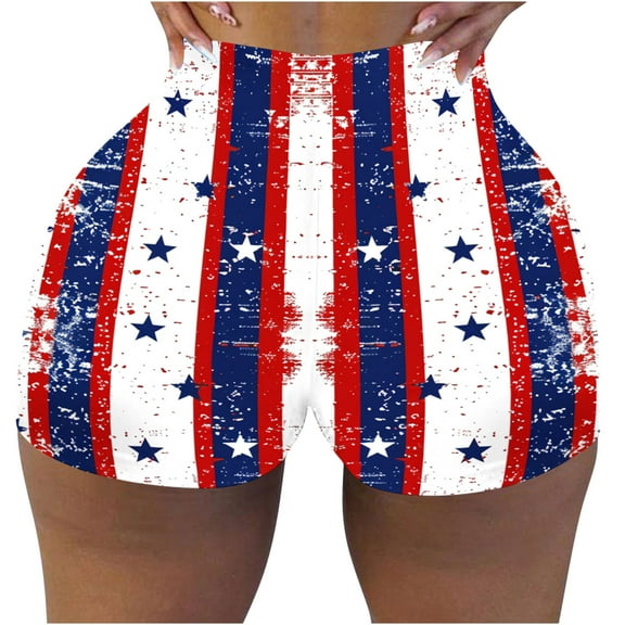 Patriotic Swim Bottoms - Stars Print Butt-Lifting Beach Shorts