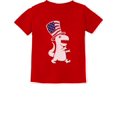 thumbnail image 1 of Patriotic T-Rex Dinosaur Tstars Boys' 4th of July Tee - Celebratory Independence Day Graphic Shirt - Ideal Gift for Kids and Toddlers - Unisex Children's Holiday Apparel - 5/6 Red, 1 of 6