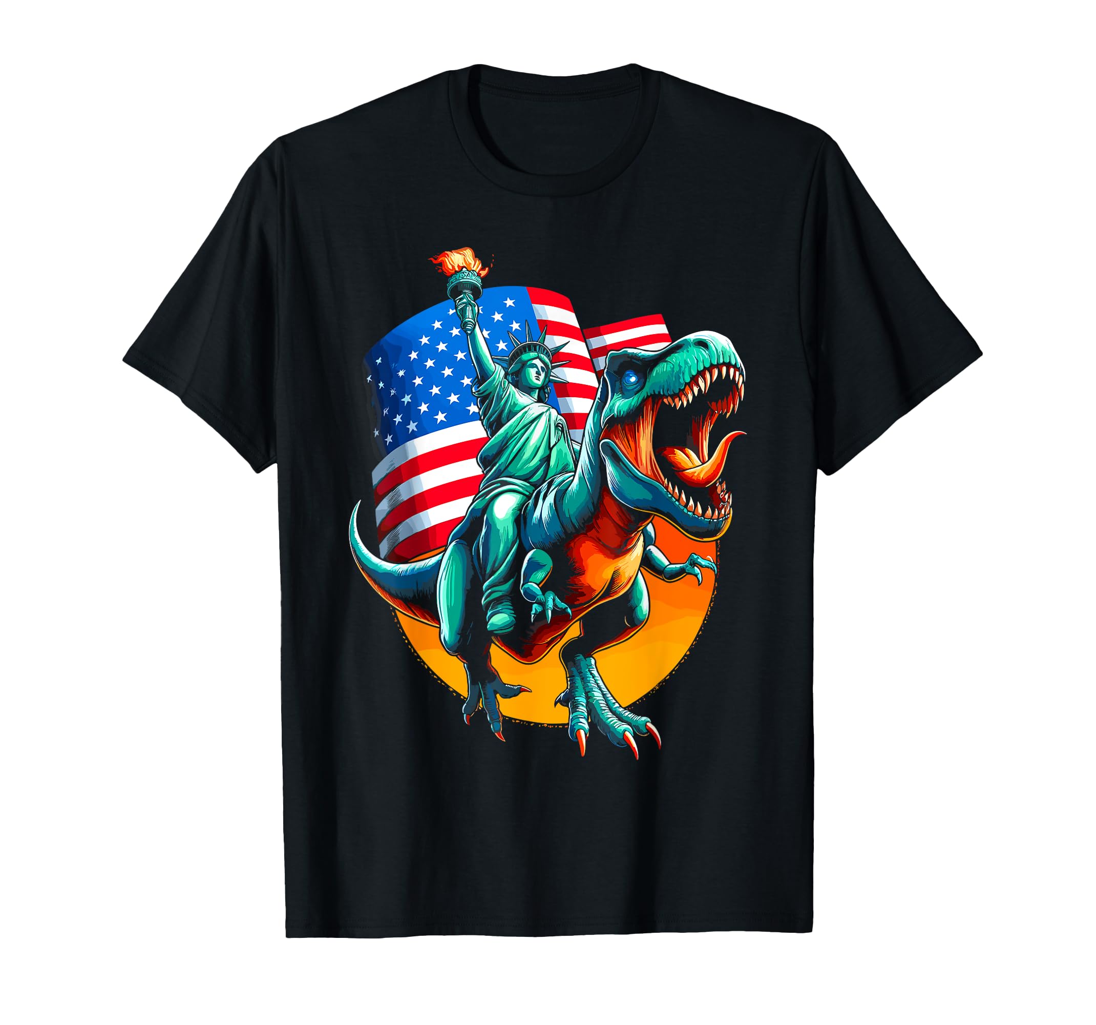Patriotic TRex & Statue of Liberty 4th of July Celebration TShirt
