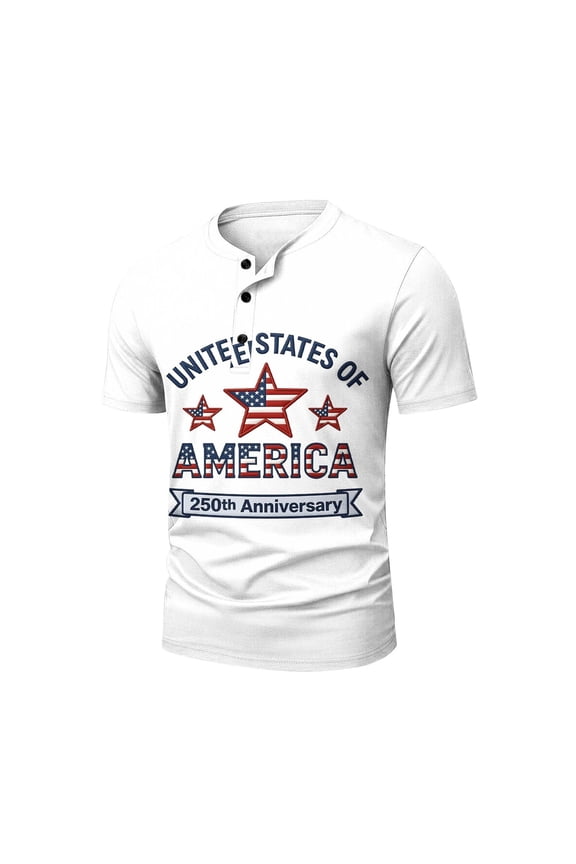 Patriotic T Shirts for Men 1776-2026 250th Anniversary Shirt Usa Flag Print Round Neck Tee Short Sleeve Henley Summer Casual Tops