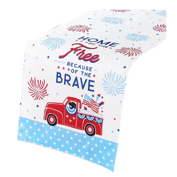 Patriotic Table Runner, 13 x 72 inches, Fireworks, Red Truck, Home of the Free by Mainstream