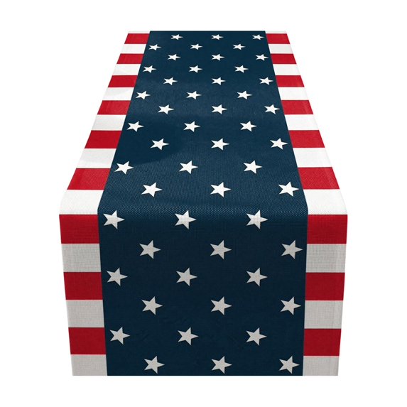 Patriotic Table Runner 33 x 229 cm American Flag Inspired Star Striped Pattern for Dining Kitchen Parties Events