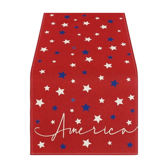 Patriotic Table Runner 33 x 229 cm American Flag Inspired Star Striped Pattern for Dining Kitchen Parties Events