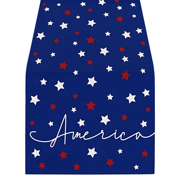 Patriotic Table Runner, 70.87 x 12.99 in Fabric Stars Stripe Dining Table Scarf for Coffee Table Cabinet Decor, Multicolor