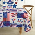 thumbnail image 1 of Patriotic Tablecloth 4th of July Decorations Checked Plaid Red White and Blue Print Patchwork Memorial Day Backed Table Cloth American Flag Indoor/Outdoor/Pool/Party(Oblong/Rectangle 60" × 120"), 1 of 5