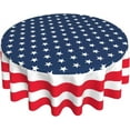 thumbnail image 1 of Patriotic Tablecloth Round 60 Inch 4th of July Table Cloth Washable Spillproof Wrinkle Free Blue Red White Independence Day Holiday Fabric Table Cover for Indoor Outdoor Kitchen Dinning Round Tables, 1 of 6