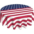 thumbnail image 1 of Patriotic Tablecloth Round 60 Inch American Flag Table Cloth 4th of July Table Cover Mat Washable Resistance Reused Polyester Decor for Holiday Banquet Party Home Dining Kitchen Room Picnic, 1 of 6