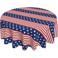 thumbnail image 1 of Patriotic Tablecloth Round 60 Inch Fourth of July Red White Blue Stars Tablecloths Washable Wrinkle Stain-Resistant Table Cloth Polyester Table Cover for Veterans Day Memorial Day, 1 of 6