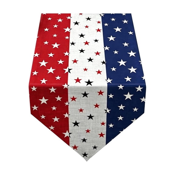 Patriotic Tablecloth & Table Runner Set, Independence Day Themed Table Linen, Printed Dining Table Decor, Festive Linen Kit for Home Dining Room and Holiday Party Decoration