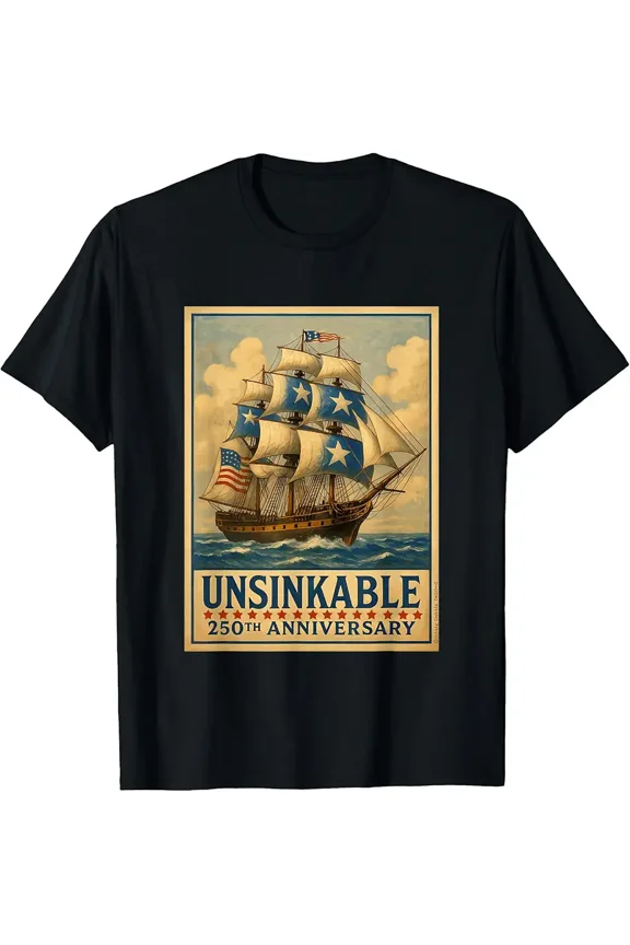 Patriotic Tall Ship 250 Years 1776 2026 Birthday Celebration Unisex T-Shirt, up to size 5XL