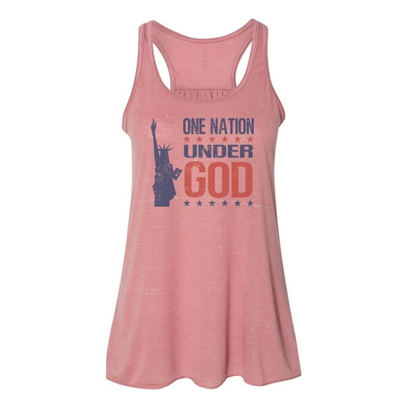 "Patriotic Tank Top, One Nation Under God, America Racerback, Soft Bella Canvas, USA Tank, Women's Patriotic Shirt, Lady Liberty Shirt, Gym T, Mauve Marble, SMALL"
