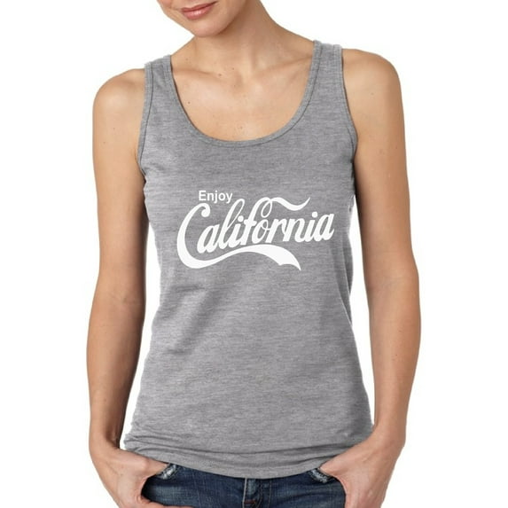 Patriotic Tank Top for Women California Enjoy White - S M L XL 2XL Cali Graphic Tee - California USA State Tee Top Gift