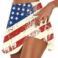 thumbnail image 1 of Patriotic Tennis Skort with Underneath Shorts, Women's 4th of July Star Striped Printed Shorts, High Waisted Pleated Yoga Skirts (S-2XL), 1 of 5