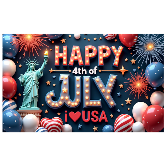 Patriotic Theme Celebration Banner July 4th Independence Day Decor American Flag Fireworks for Outdoor Event Holiday Party