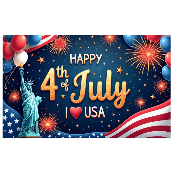 Patriotic Theme Celebration Banner July 4th Independence Day Decor American Flag Fireworks for Outdoor Event Holiday Party