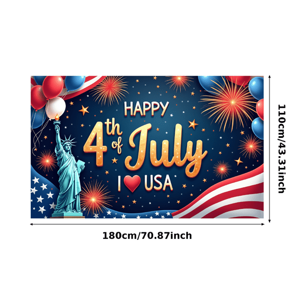 Patriotic Theme Celebration Banner July 4th Independence Day Decor American Flag Fireworks for Outdoor Event Holiday Party