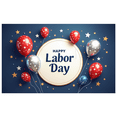 thumbnail image 1 of Patriotic Theme Labor Day Celebration Banner Decorative Design Balloons Stars Backdrop for Holiday Party Indoor Decoration Outdoor Celebration, 1 of 8