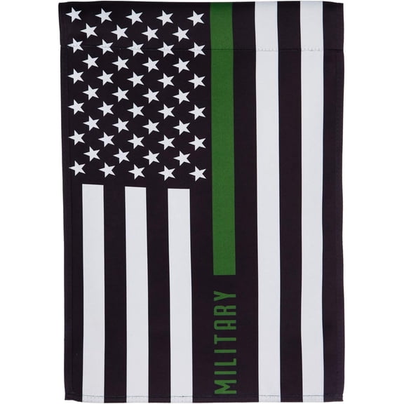 Patriotic Thin Green Line Garden Flag, Double Sided Suede, 12 x 18 Inch, Small American Flag for Yard, Porch or Garden