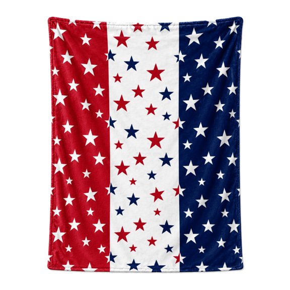 Patriotic Throw Blanket 4th of July Memorial Day Fourth of July Throw Blanket for Couch Bed Soft Fuzzy Blankets Stars and Stripes Red White Blue American Flag Veteran Blanket 50x40