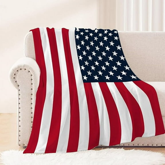 Patriotic Throw Blanket Baby Small 4th of July Memorial Day Fourth of July American Flag Blanket for Swaddle Toddler Pet Veteran Day Stars and Stripes Red White Blue Blanket