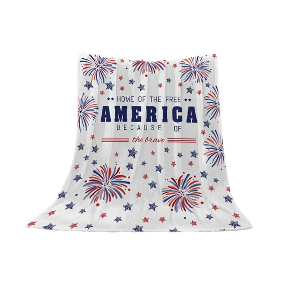 Patriotic Throw Blanket King Size Big 4th of July Memorial Day Fourth of July Blanket Bed Couch Soft Fleece Blanket Stars and Stripes Red White Blue American Flag Veteran Blanket 28x42in