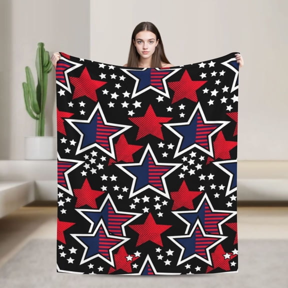 Patriotic Throw Blanket Skirt Stars and Stripes Memorial Day Christmas throw blanket travel blanket Warm Flannel Blankets Cozy Soft Blanket Gifts for Women Men 50x40