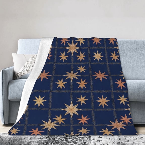 Patriotic Throw Blanket, Soft All-Season Flannel USA Flag & Star Throw for Travel and Bedroom Decor 50x40