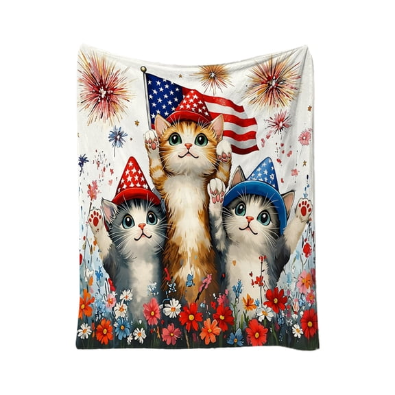 Patriotic Throw Blanket Soft Lightweight Flannel Fleece Independence Day Blanket For Bed Office Travel Air Conditioned Room Summer Nap Small Size